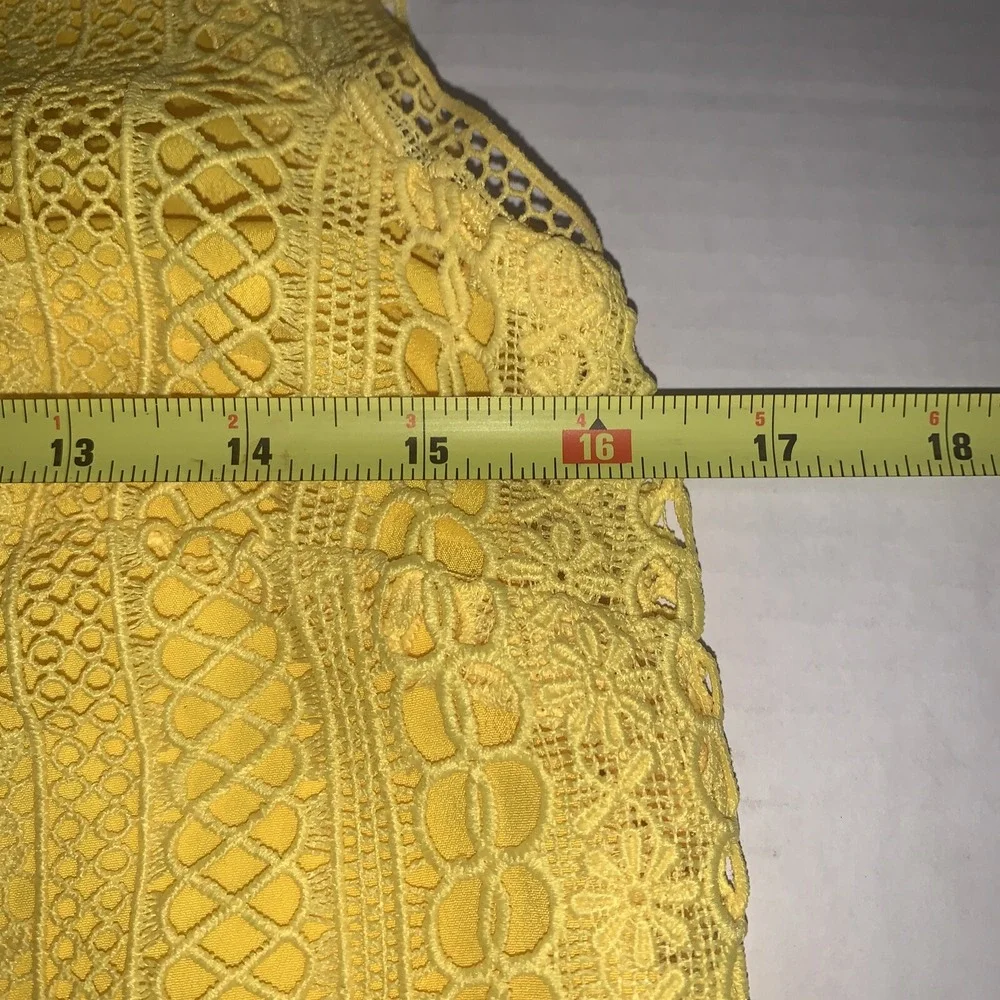 J‎ CREW Womens Size 00 Sleeveless Lined Lace Yellow Lace Crochet Tank Top Blouse - Picture 7 of 10